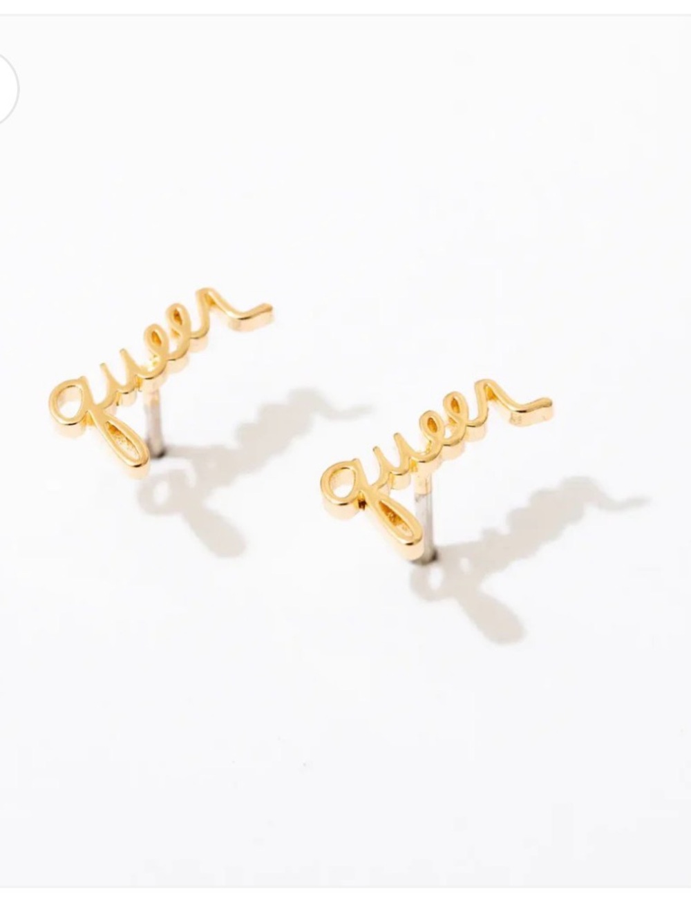 Larissa Lode Gold Script Queer Stud Earrings